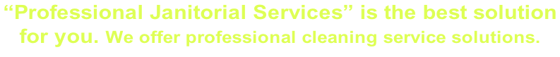 “Professional Janitorial Services” is the best solution  for you. We offer professional cleaning service solutions.